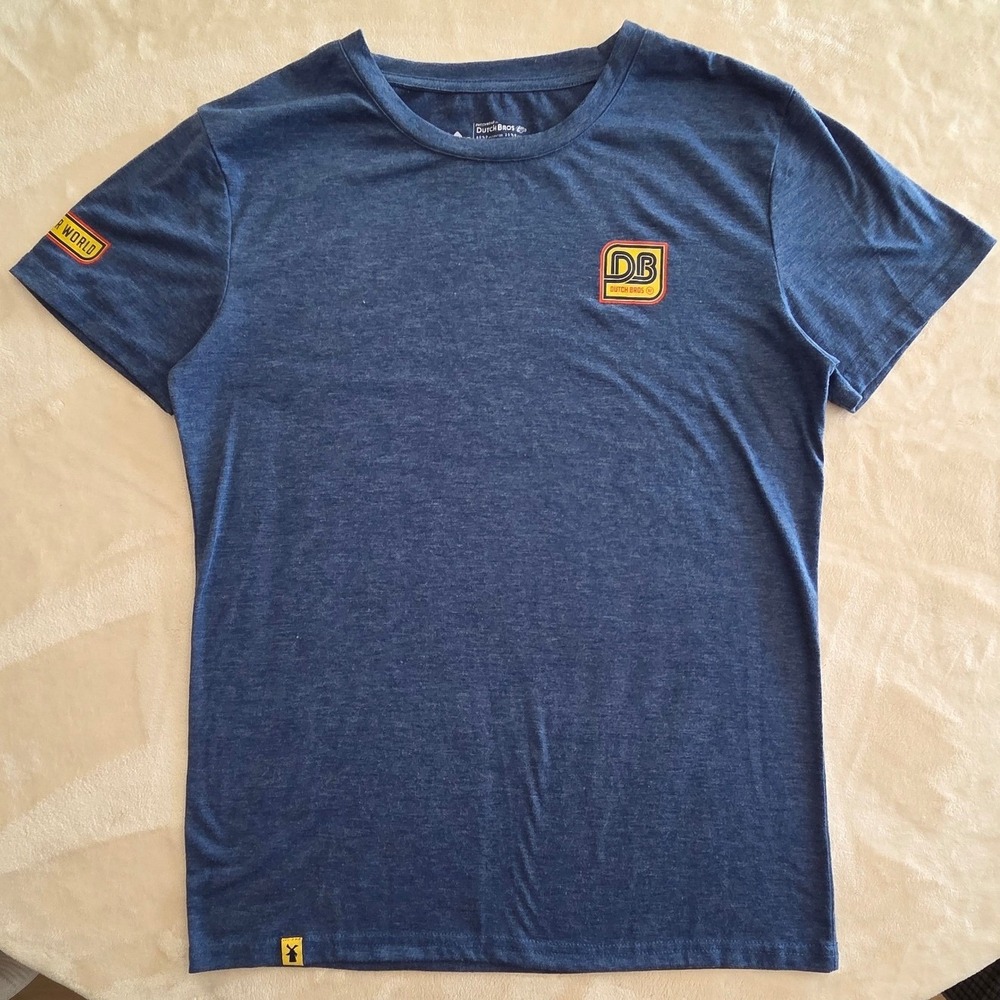 Dutch Bros Coffee Retro DB Logo T-Shirt Women's Medium Blue Heather Broista